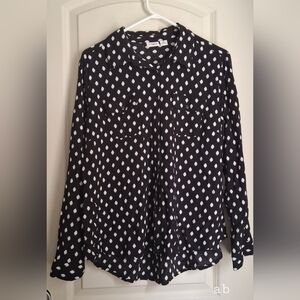Cato Monochrome Polka Dot Top XL Rayon      Formal Boho Office Whymsigoth Cottag